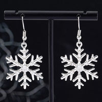 Christmas Snowflake Dangle Earrings, Rhinestone Alloy Jewelry