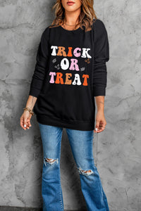 Letter Graphic Round Neck Long Sleeve Sweatshirt Trandify Deal