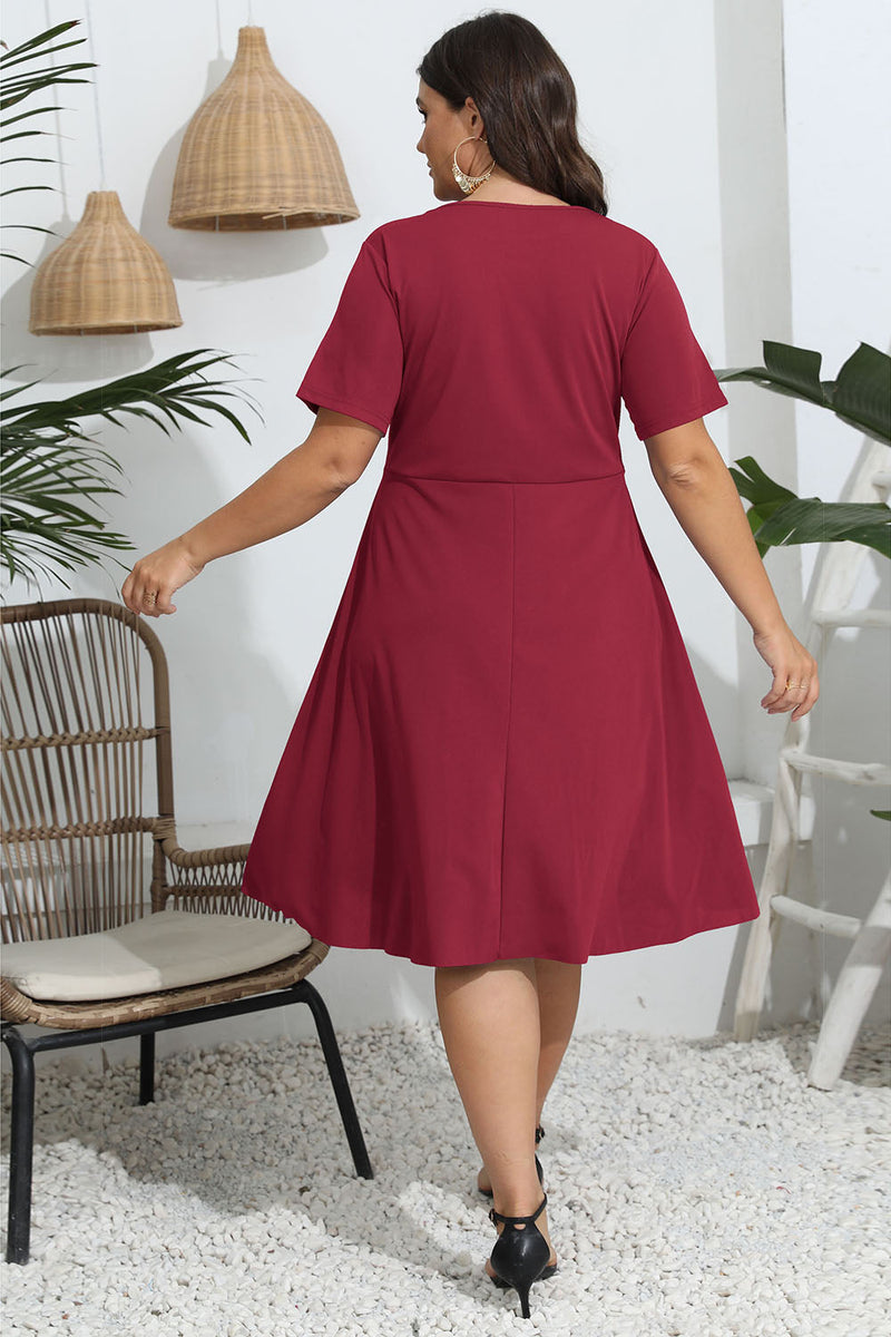 Plus Size Round Neck Openwork Dress Trandify deal