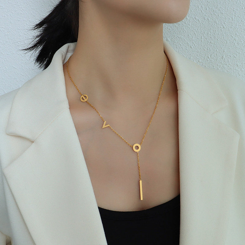 Titanium Steel Letter Necklace Trandify deal