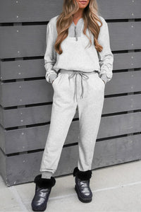 Women’s quarter zip lounge set – soft long sleeve top & jogger pants USA