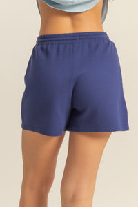 Drawstring Waffle Knit Shorts for Women – Front Pocket Design