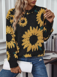 Sunflower Round Neck Long Sleeve Sweater Trandify Deal