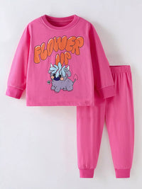 Kids Flower Cartoon Pajama Set - Top & Pants
