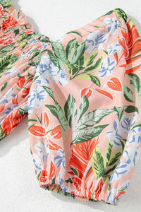 Floral Smocked Square Neck Puff Sleeve Midi Dress for Women – Summer Outfit USA