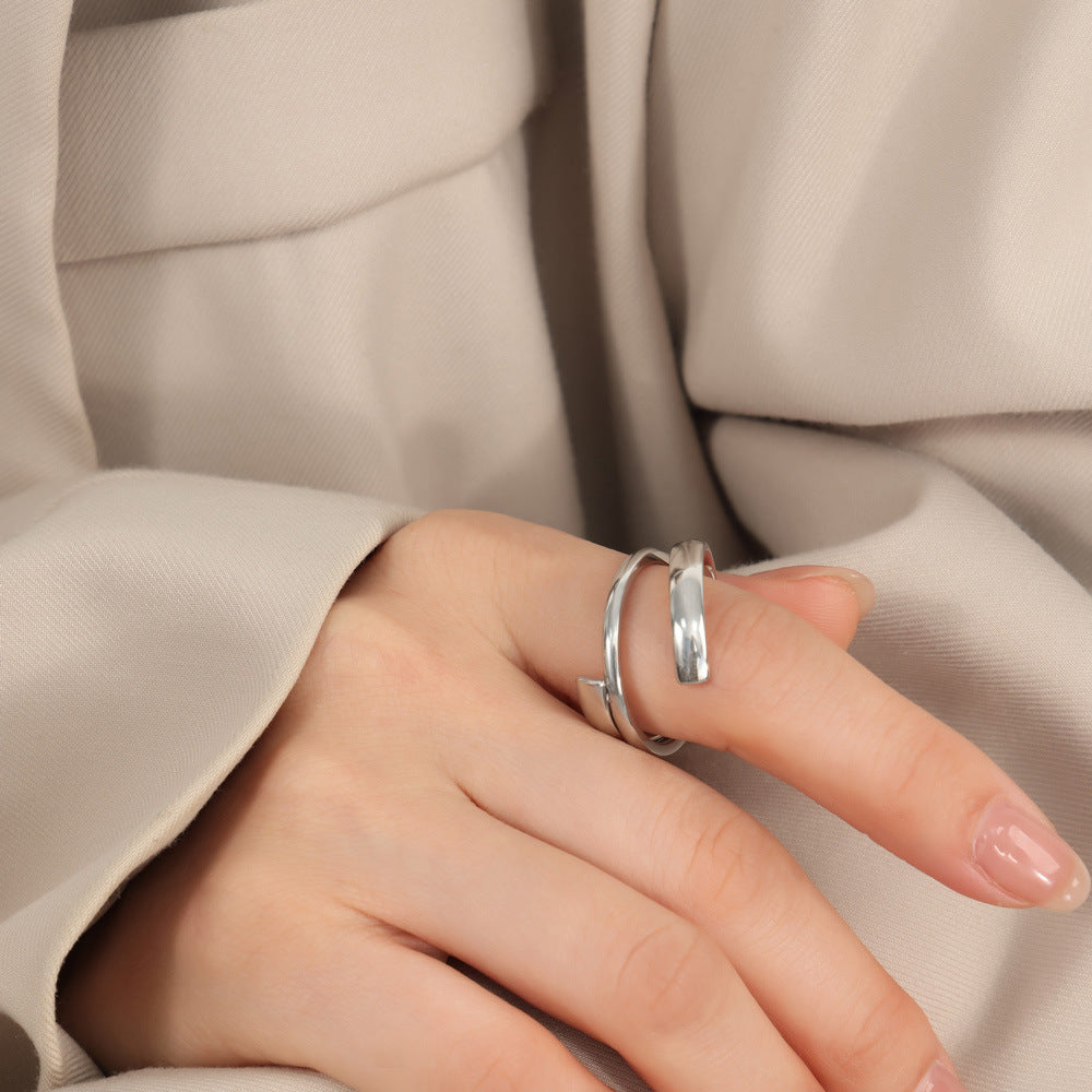 Titanium Steel Layered Wrap Ring Trandify deal