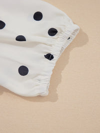 Polka dot collared puff sleeve peplum top for women – trendy vintage blouse – TrandifyDeal
