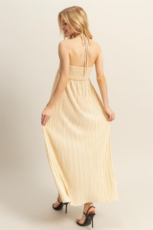 HYFVE Knotted Halter Maxi Dress for Women – Boho Beach Wedding Outfit – Summer Long Dress