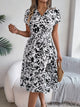 Printed V-Neck Short Sleeve Dress Trandify deal