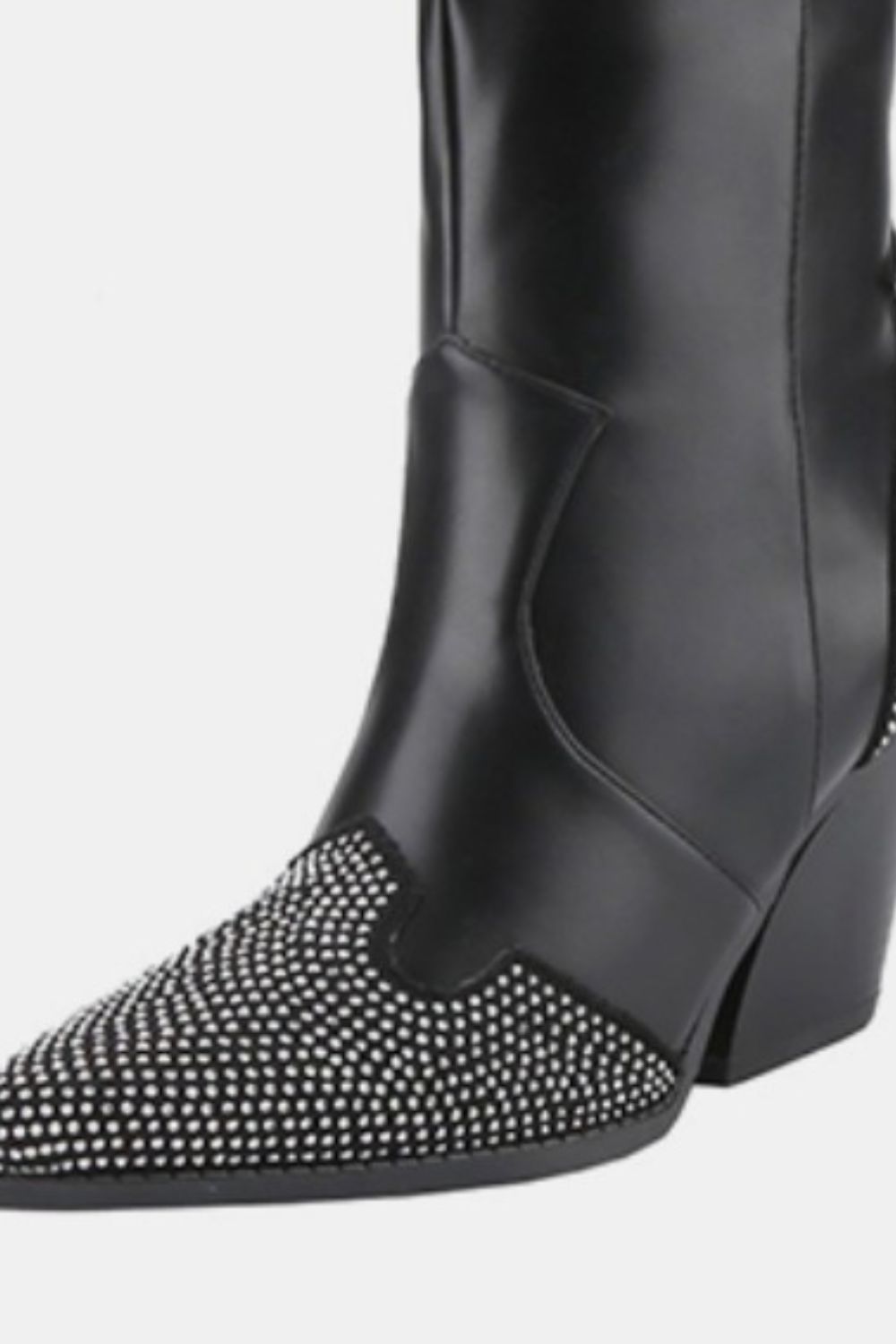 Weeboo Chunky Heel Rhinestone Decor Western Boots Trandify Deal