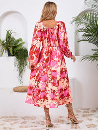 Printed Long Sleeve Midi Dress Trandify Deal