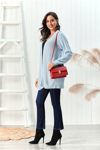 Cable-Knit Open Front Long Sleeve Cardigan Trandify Deal