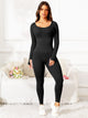 Scoop Neck Long Sleeve Active Jumpsuit Trandify Deal