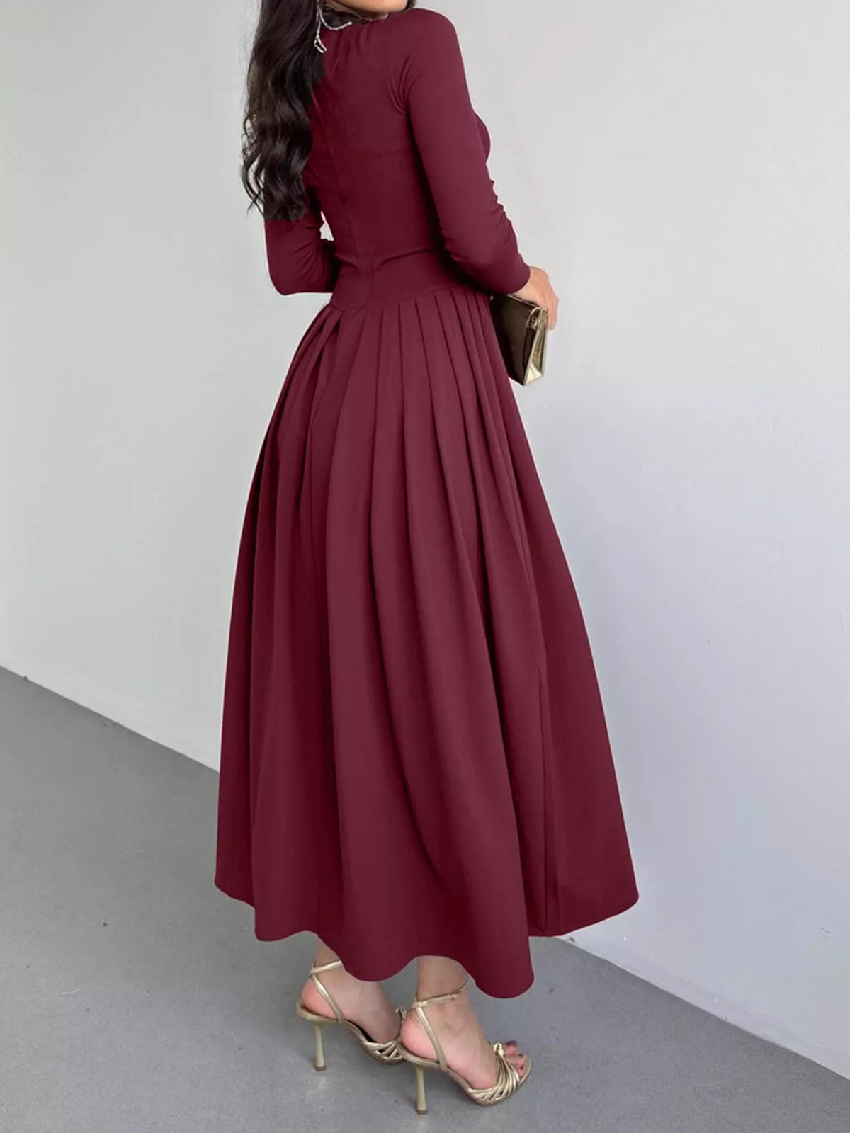 Ruched One Shoulder Bodycon Dress in Burgundy