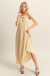 HYFVE Knotted Halter Maxi Dress for Women – Boho Beach Wedding Outfit – Summer Long Dress