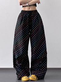 Plus Size Drawstring Joggers with Floral Heart Design – Trendy Comfortable Women’s Pants