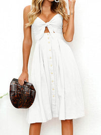 Cutout Smocked Sweetheart Neck Cami Dress Trandify deal