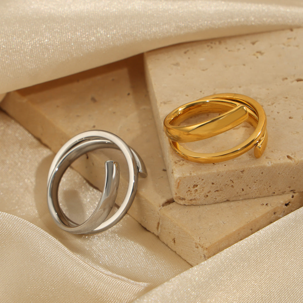 Titanium Steel Layered Wrap Ring Trandify deal