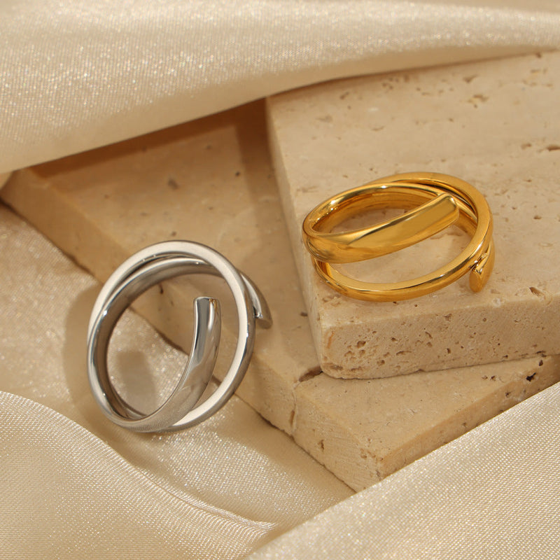 Titanium Steel Layered Wrap Ring Trandify deal