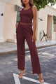 Drawstring Tank, Long Sleeve Cover Up and Pants Set Trandify Deal