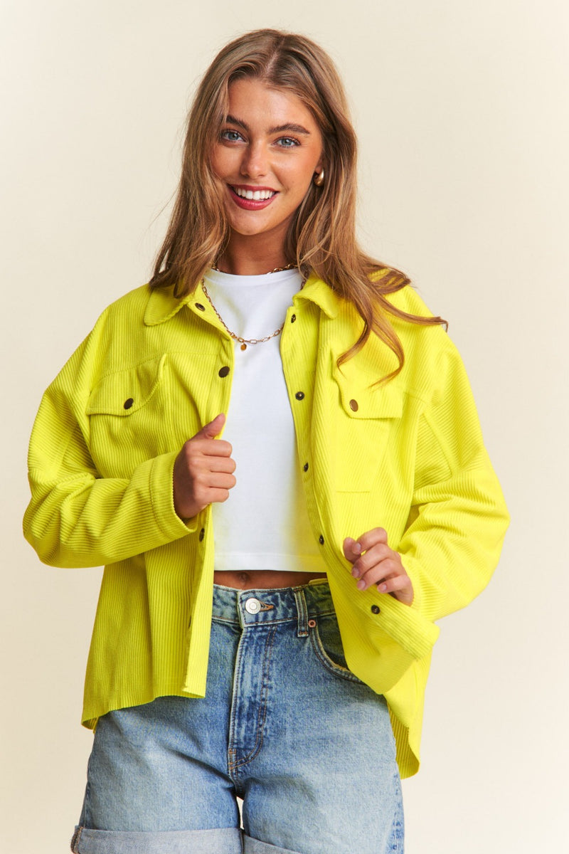 J.NNA Snap Down Long Sleeve High-Low Shacket for Women - TrandifyDeal