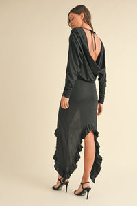 Mable Backless Asymmetric Ruffle Hem Dress Trandify Deal