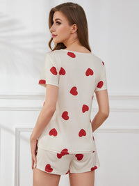 Heart Round Neck Top and Shorts Lounge Set Trandify deal