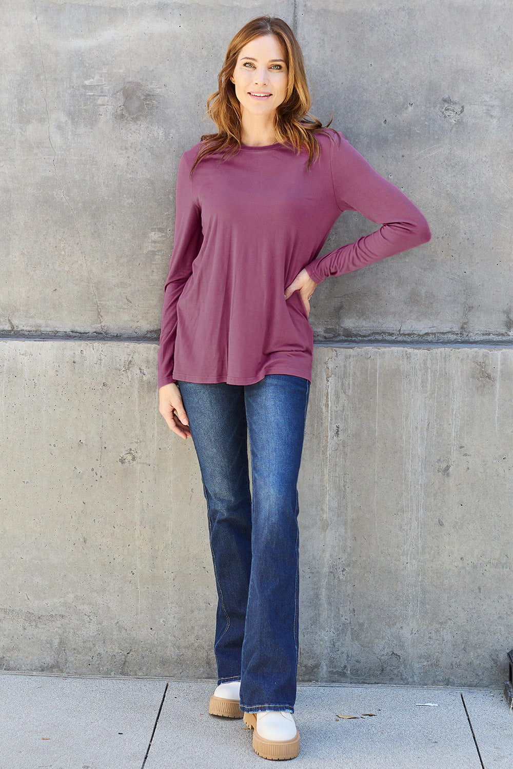 Basic Bae Full Size Round Neck Long Sleeve Top Trandify Deal