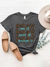 Letter Graphic Round Neck Short Sleeve T-Shirt Trandify deal