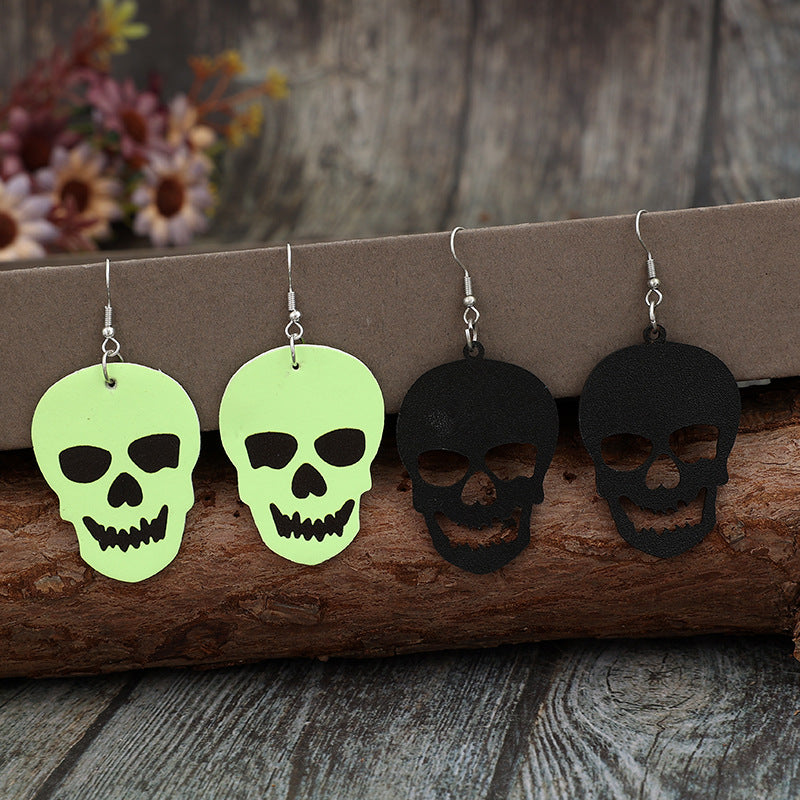 2 Piece PU Leather Skull Dangle Earrings Trandify Deal