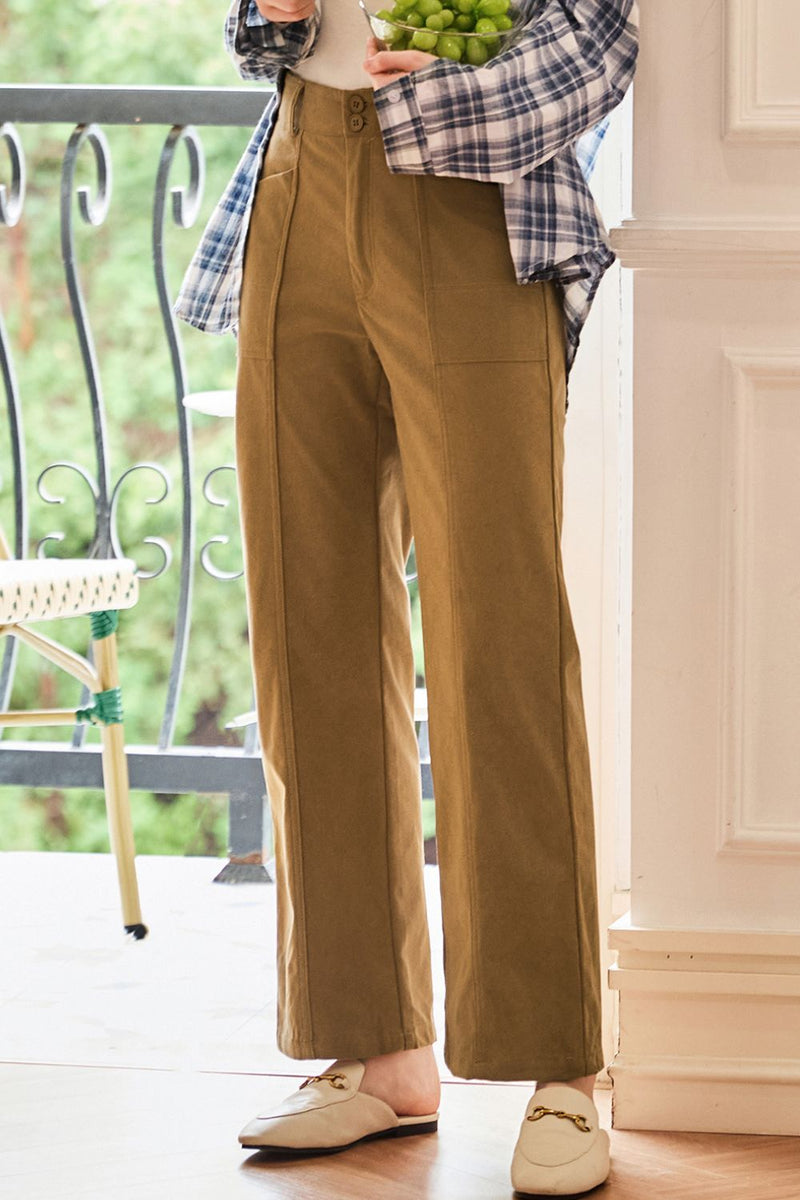Half Elastic Waist Straight Pants Trandify Deal