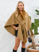 Fuzzy Trim Open Front Poncho Trandify deal