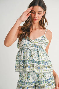 Women's Floral Printed Peplum Top and Shorts Set – Summer Casual Outfit – TrandifyDeal