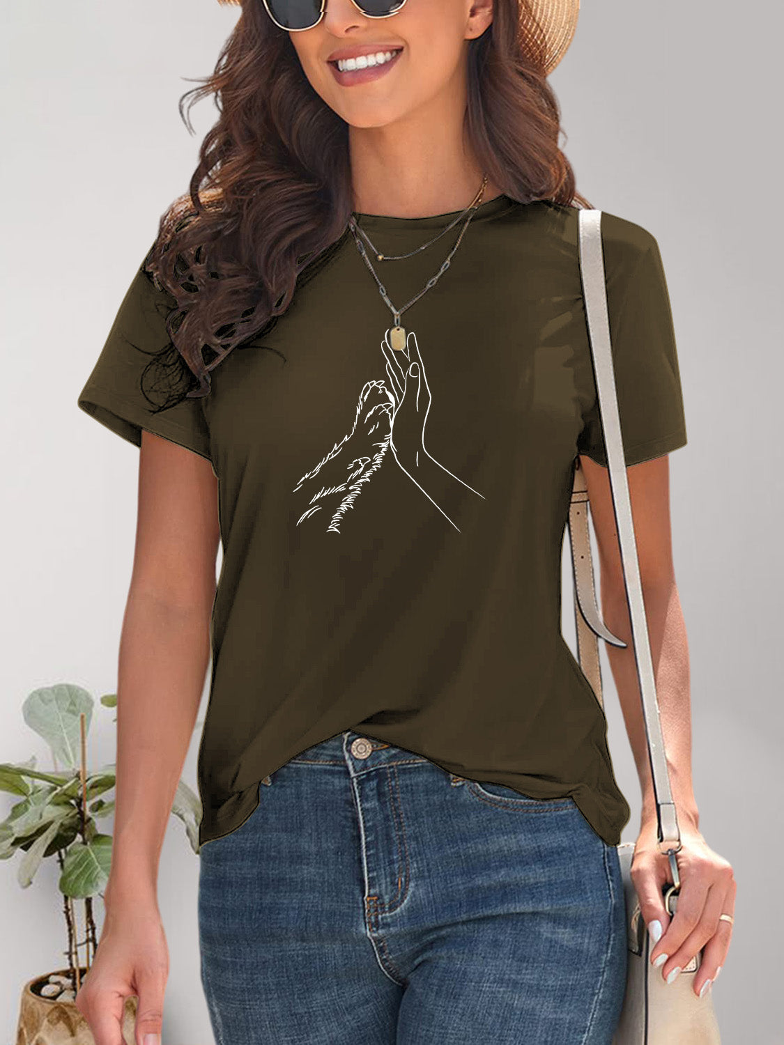 Graphic Round Neck Short Sleeve T-Shirt Trandify deal