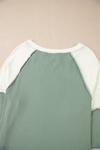 Color Block Round Neck Raglan Sleeve Top Trandify Deal