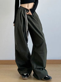 Women’s oversized wide leg drawstring pants in pink – boho chic high-waisted lounge pants