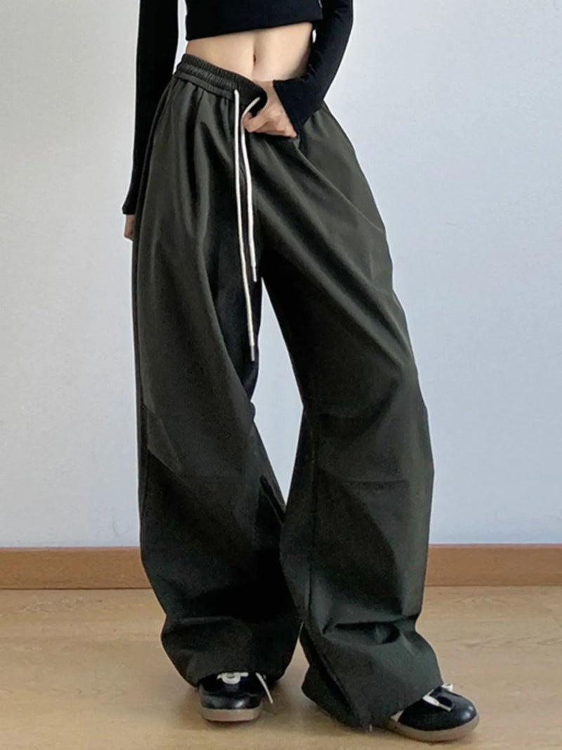 Women’s oversized wide leg drawstring pants in pink – boho chic high-waisted lounge pants