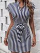 Tied Striped Cap Sleeve Mini Dress Trandify deal