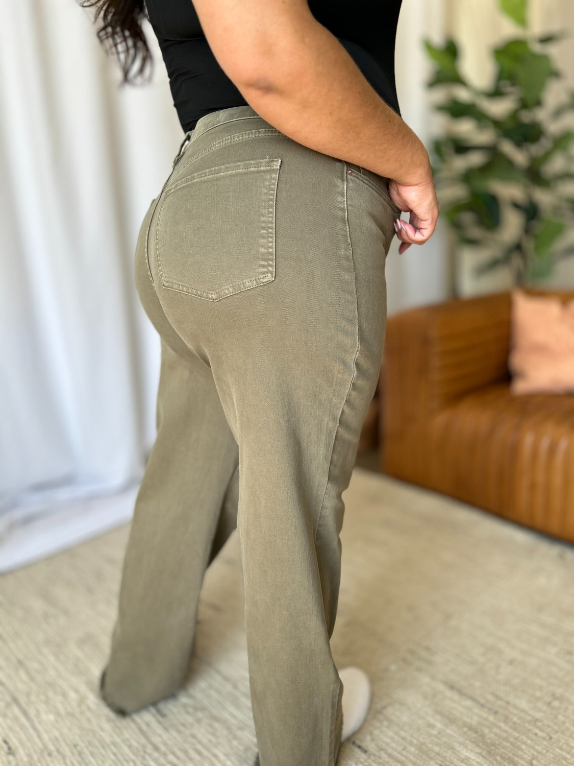 RFM Full Size High Rise Garment Dye Wide Leg  Jeans Trandify Deal