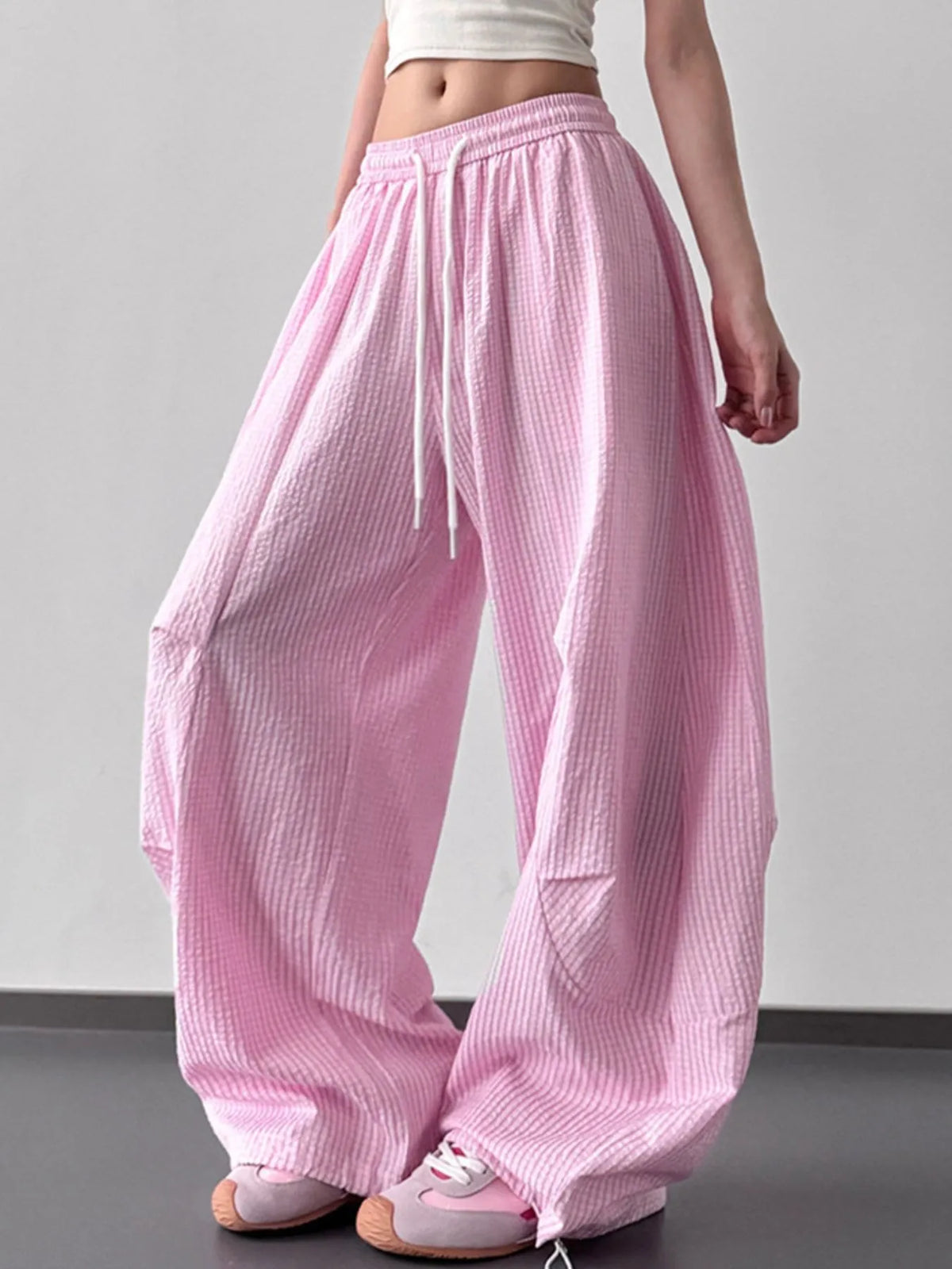 Soft lightweight wide leg pants for women – adjustable waist casual boho chic style