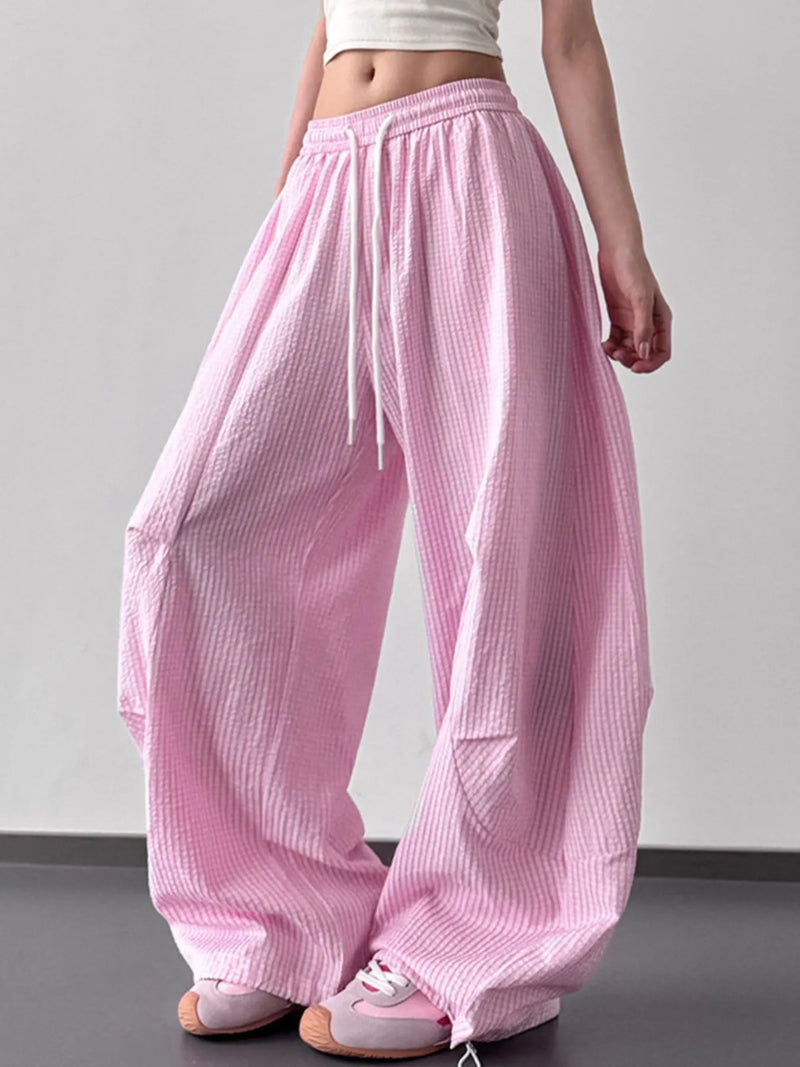 Soft lightweight wide leg pants for women – adjustable waist casual boho chic style