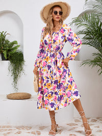 Printed Long Sleeve Midi Dress Trandify Deal