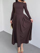Ruched One Shoulder Bodycon Dress in Brown