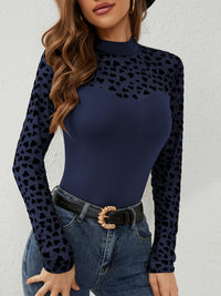Heart Mock Neck Long Sleeve T-Shirt Trandify Deal