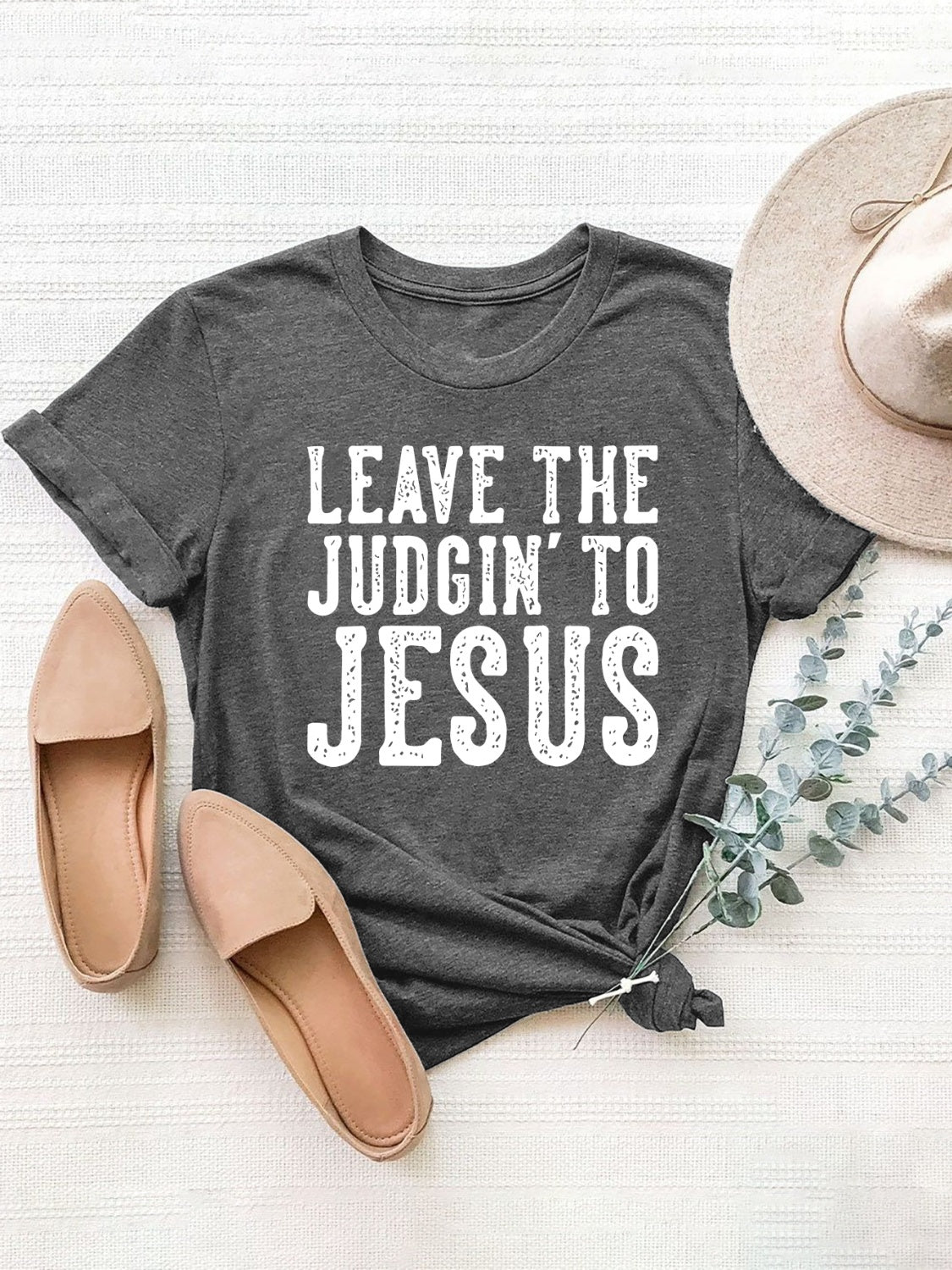 Letter Graphic Round Neck Short Sleeve T-Shirt Trandify Deal