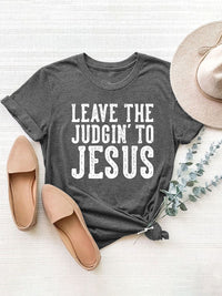 Letter Graphic Round Neck Short Sleeve T-Shirt Trandify Deal