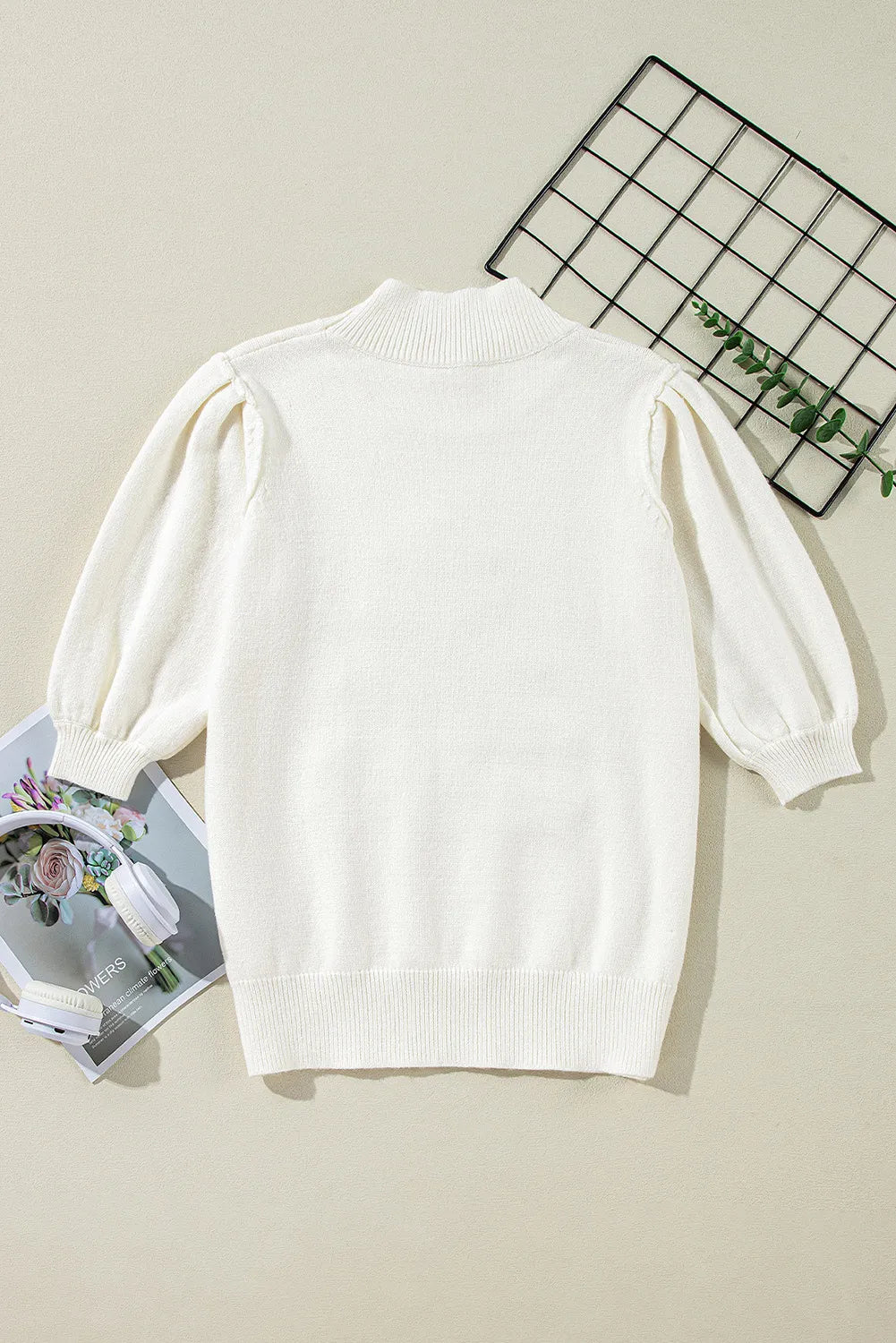 Sequin Mock Neck Short Sleeve Sweater Trandify Deal