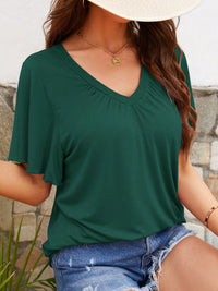 V-Neck Flutter Sleeve T-Shirt Trandify deal