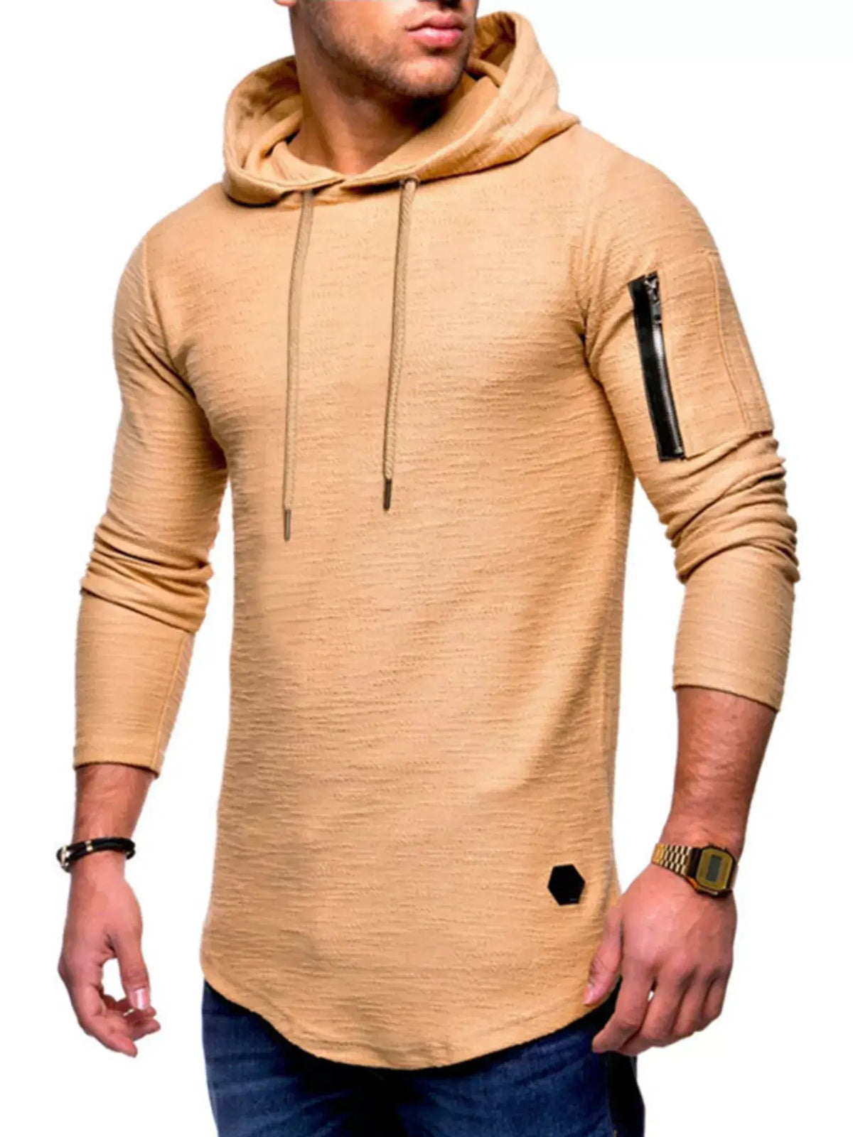 Men's Plus Size Slim Fit Hoodie | Long Sleeve Cotton Blend Pullover