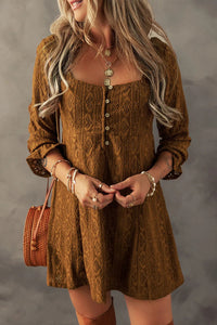 Textured Square Neck Mini Dress Trandify Deal